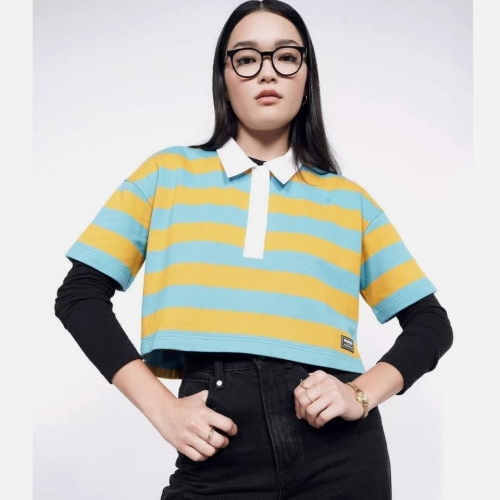 Wildfang The Essential Rugby Boxy Top Size 1X Coastal & Honey